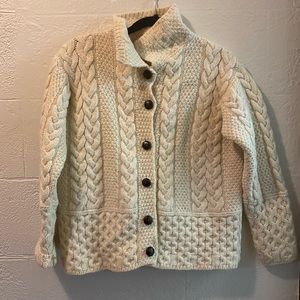 Cream/white 100% wool cardigan